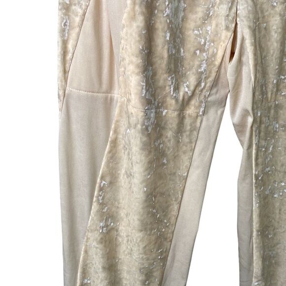 We Are HAH 1 Track Mind Crushed Velvet Jogger Pant in Almond Milk Slouchy - Picture 5 of 16